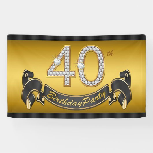 Goldene 40. Geburtstagsfeier Banner (Horizontal)