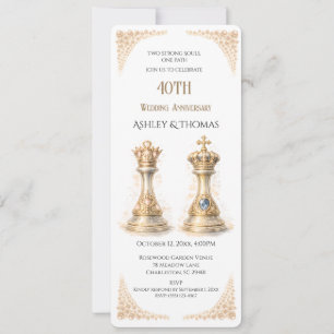 Goldene 40. Hochzeitstag Königin König Einladung