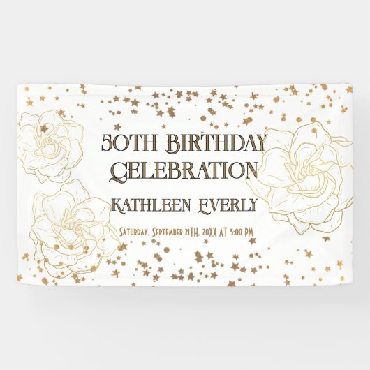 Goldene 50. Geburtstagsfeier Banner (Horizontal)