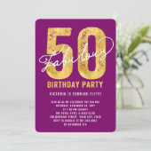 Goldene 50. Geburtstagsfeier Einladung (Stehend Vorderseite)