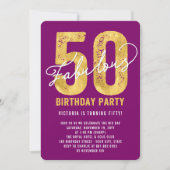 Goldene 50. Geburtstagsfeier Einladung (Vorderseite)