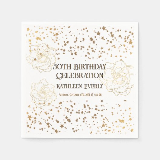 Goldene 50. Geburtstagsfeier Serviette (Vorderseite)