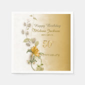 Goldene 50. Geburtstagspapier-Servietten  Serviette (Vorderseite)