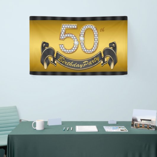 Goldene 50. Geburtstagsparty Banner (Messeveranstaltung)