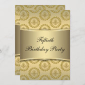 Goldene 50. Geburtstagsparty Einladung (Vorne/Hinten)