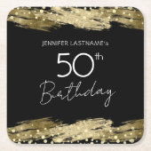 Goldene 50. Geburtstagsparty Rechteckiger Pappuntersetzer (Vorderseite)