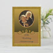 Goldene 50. Hochzeits-Jahrestags-Party Einladung (Stehend Vorderseite)