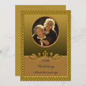 Goldene 50. Hochzeits-Jahrestags-Party Einladung (Vorne/Hinten)