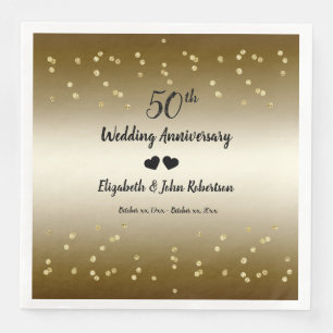 Goldene 50. Hochzeitsjubiläum Konfetti Elegant Serviette