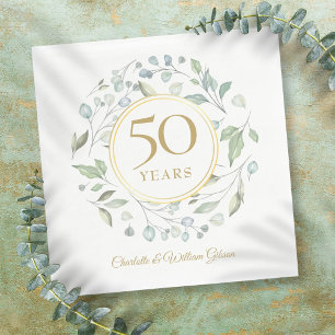 Goldene 50 Hochzeitsjubiläum Lorbeer Grün Serviette