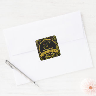Goldene 50. Hochzeitsjubiläum Quadratischer Aufkleber