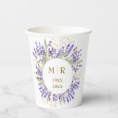 Goldene 50. Hochzeitstag Lavendel Blumen Pappbecher (Vorderseite)