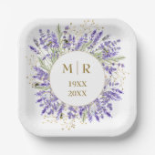 Goldene 50. Hochzeitstag Lavendel Blumen Pappteller (Vorderseite)