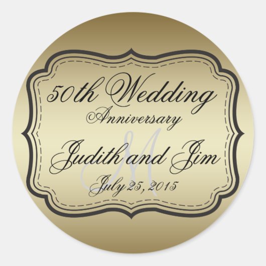 Goldene 50. Hochzeitstag Runder Aufkleber (Vorderseite)