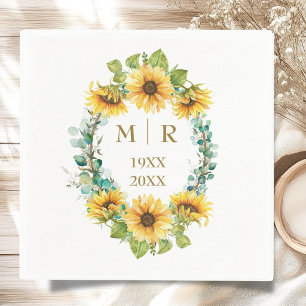 Goldene 50. Hochzeitstag-Sonnenblumen-Blumen Serviette