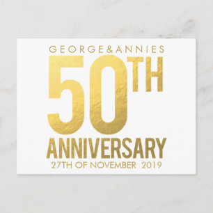Goldene 50-Jahres-Jubiläumsparty-Postkarte Einladungspostkarte