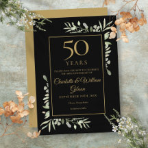 Goldene 50. Jubiläums-Save-the-Date-Grünpflanzen