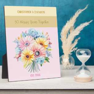 Goldene 50. Jubiläumsblumen Namen rosa Fotoplatte