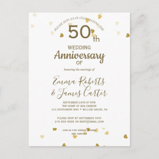 Goldene 50. Jubiläumspostkarte Einladungspostkarte