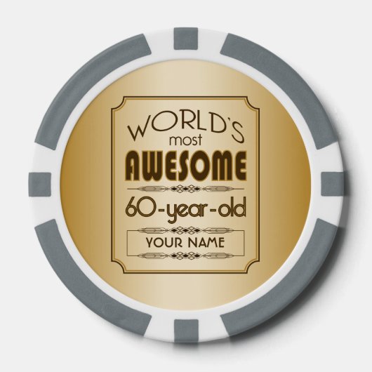 Goldene 60. Geburtstagsfeier Weltklasse Pokerchips (Vorderseite)