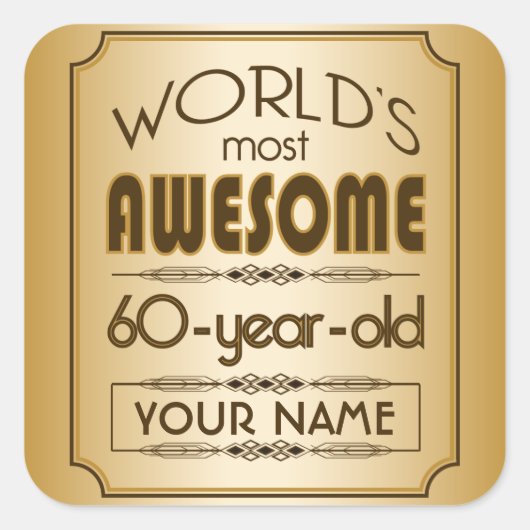 Goldene 60. Geburtstagsfeier Weltklasse Quadratischer Aufkleber (Vorderseite)