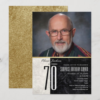 Goldene 70. Geburtstags-Foto-Einladung für Männer Einladung