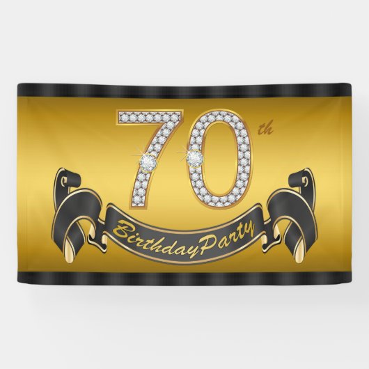 Goldene 70. Geburtstagsfeier Banner (Horizontal)