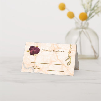 Goldene 70. Geburtstagsfeier & Englische Rose Platzkarte