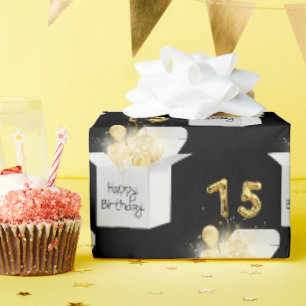 Goldene 75. Geburtstag Luftballons in weißer Box Geschenkpapier