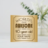 Goldene 90. Geburtstagsfeier Weltbeste Fabelgeschi Einladung (Stehend Vorderseite)