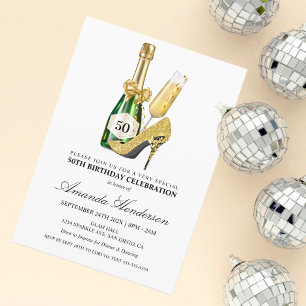 Goldene Absätze und Champagner-Frauen-Geburtstag Einladung