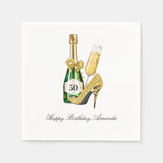 Goldene Absätze und Champagner Serviette (Vorderseite)