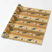 Goldene Abschlussmütze und Diplom Geschenkpapier (Ungerollt)
