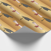 Goldene Abschlussmütze und Diplom Geschenkpapier (Ecke)