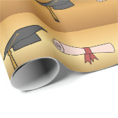 Goldene Abschlussmütze und Diplom Geschenkpapier (Rolleneckpunkt)