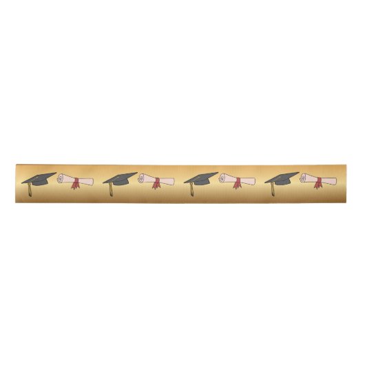Goldene Abschlussmütze und Diplom Satinband (Vorderseite)
