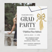 Goldene Abschlussquaste Mädchen Foto Einladung (Vorne/Hinten)