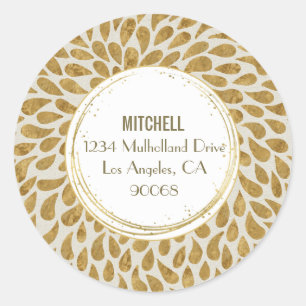Goldene Abstrakte Blume Runder Aufkleber