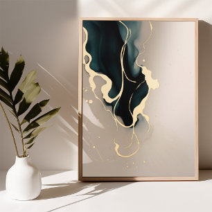 Goldene abstrakte Kunst beleuchtetes Poster Folie