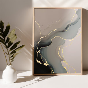 Goldene abstrakte Kunst beleuchtetes Poster Folie 