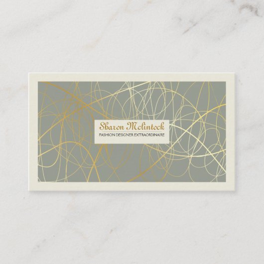 Goldene Abstrakte Linien Visitenkarte (Vorderseite)