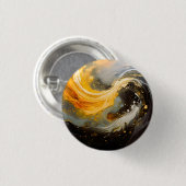 Goldene abstrakte Marmorwellen Modern Button (Vorne & Hinten)