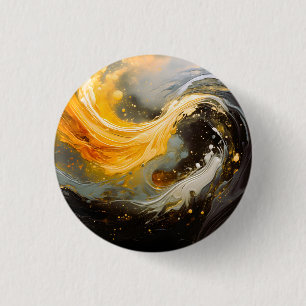 Goldene abstrakte Marmorwellen Modern Button