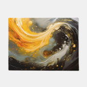 Goldene abstrakte Marmorwellen modern Fußmatte (Vorderseite)