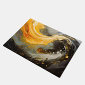 Goldene abstrakte Marmorwellen modern Fußmatte (Schrägansicht)