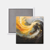 Goldene abstrakte Marmorwellen Modern Magnet (Vorderseite/Rückseite)