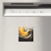 Goldene abstrakte Marmorwellen Modern Magnet (In Situ (Geschirrspüler))