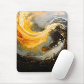 Goldene abstrakte Marmorwellen Modern Mousepad (Mit Mouse)