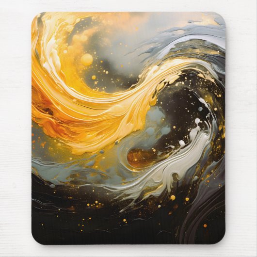 Goldene abstrakte Marmorwellen Modern Mousepad (Vorne)
