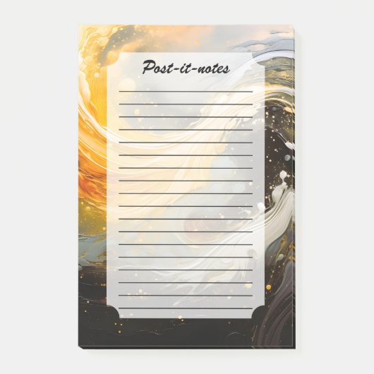 Goldene abstrakte Marmorwellen modern Post-it Klebezettel (Vorderseite)